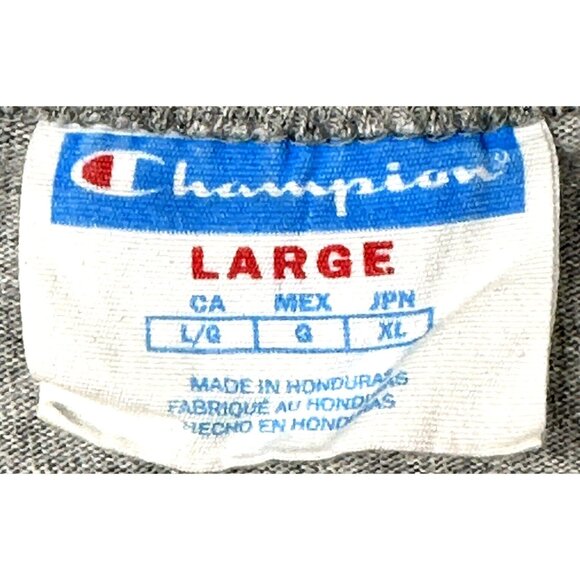 Champion Mens T Shirt Short Sleeve Vintage Tee Felt Logo Gray Size Large - Picture 5 of 8